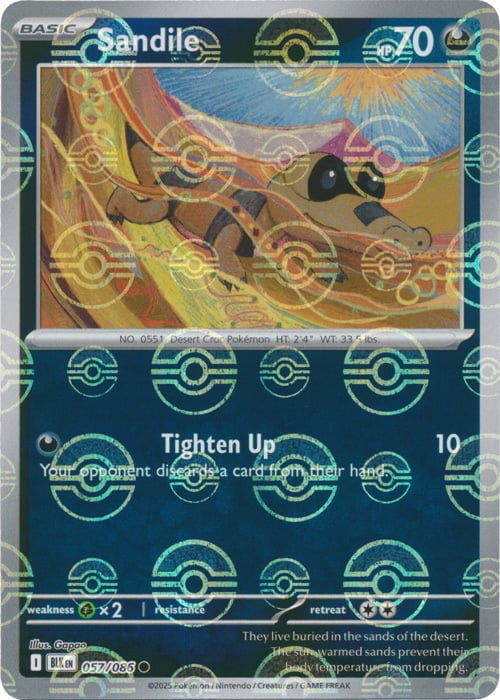 Black Bolt Sandile #57/86 Pokeball Holo